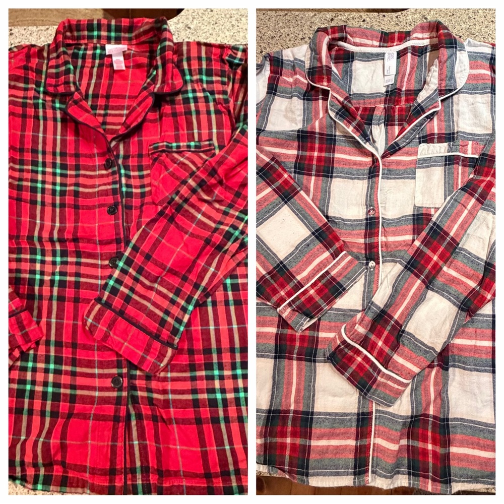 2 sets of Christmas Red and Green Plaid Pajama wondershop & stars above brand